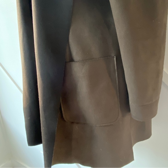 Zara Deep Brown Faux Suede Hooded Coat - Small - Picture 5 of 11